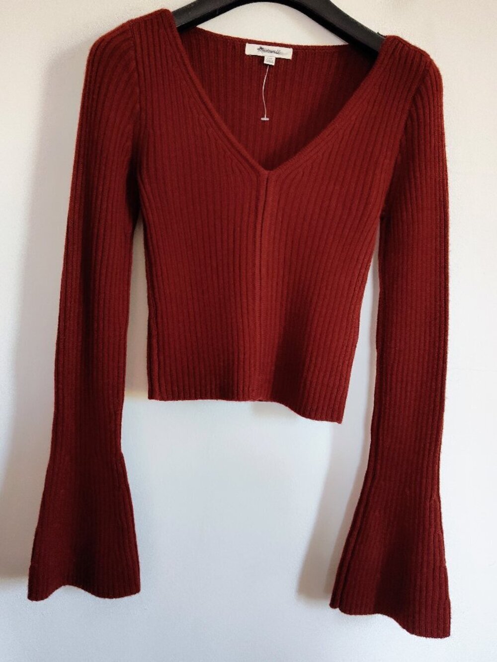 Madewell Rust V-Neck Sweater